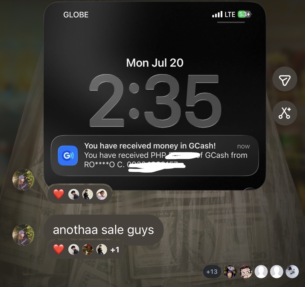 Student group chat — another GCash sale notification